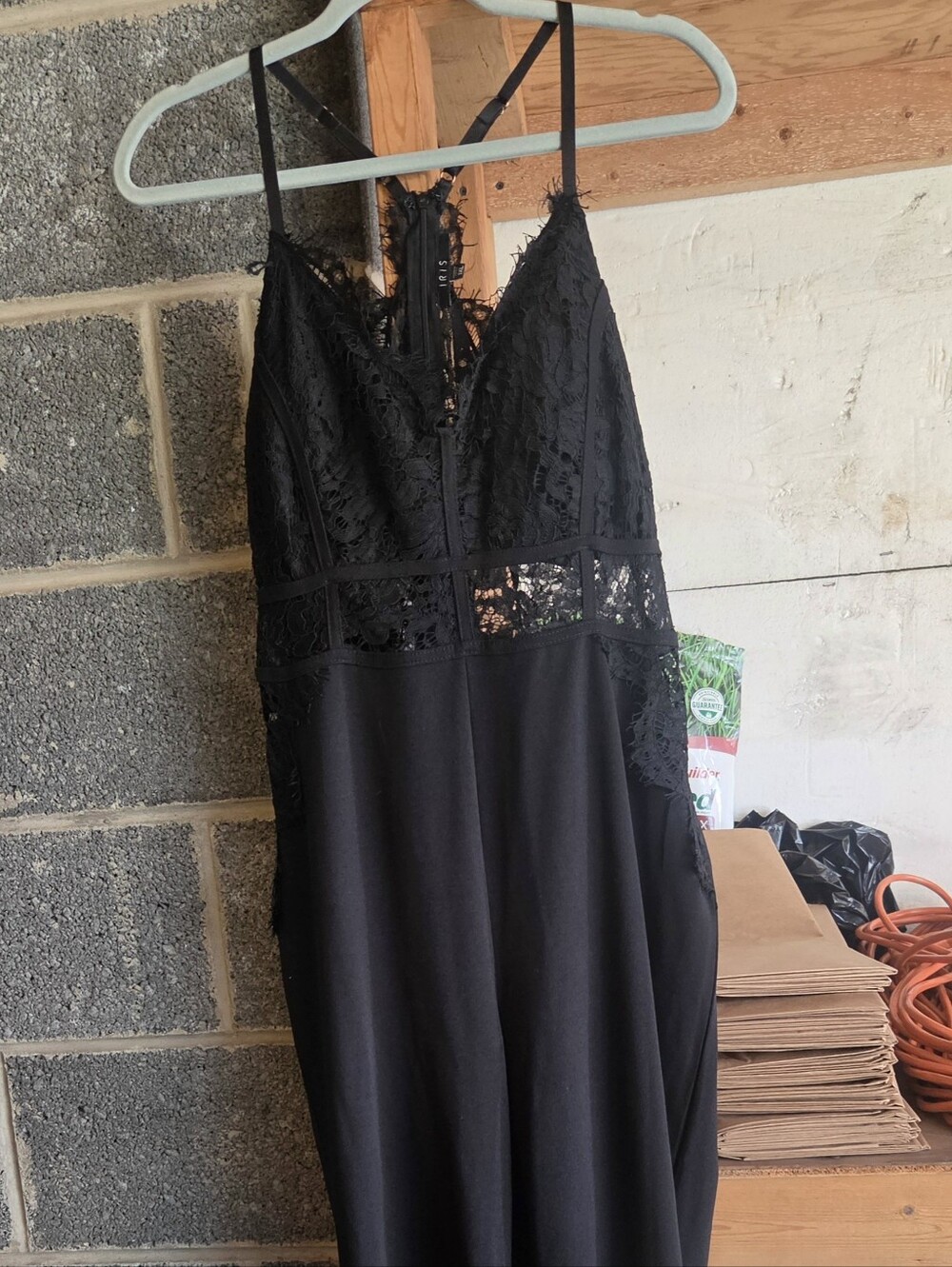 iris Black Lace-Top Jumpsuit